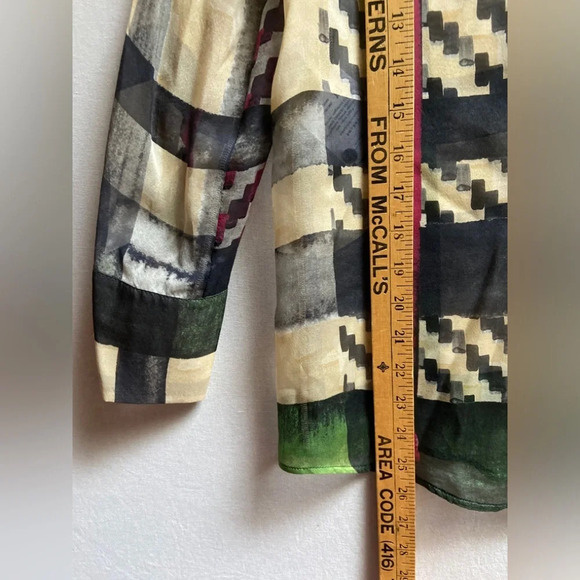 Luisa Cerano 100% Silk colour block checkered blouse Sz 6 - Picture 10 of 11